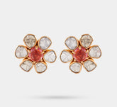 Tourmaline Studded Polki Diamond Earrings